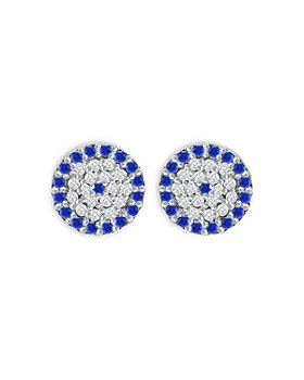 Bloomingdale's - Diamond & Synthetic Sapphire Circle Stud Earrings in Sterling Silver, 0.17 ct. t.w. - 100% Exclusive