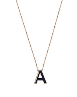 Moon Meadow 14K Yellow Gold Diamond Enamel Initial Pendant