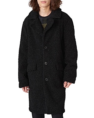 Shop Karl Lagerfeld Fleece Regular Fit Coat In Black