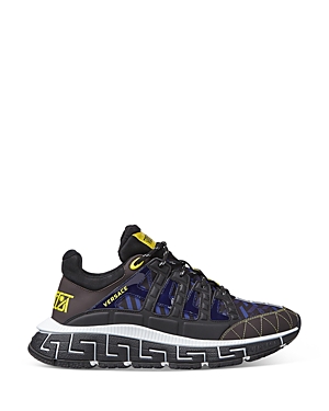 Versace Men's Trigeca Low Top Sneakers In Black+navy