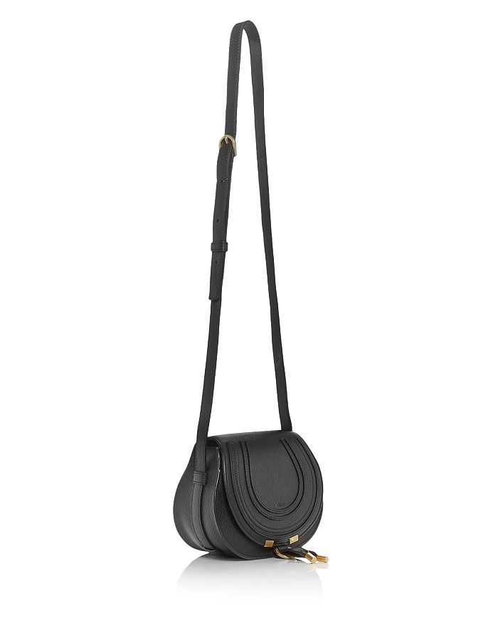 Shop Chloé Marcie Small Leather Saddle Bag In Black/brass