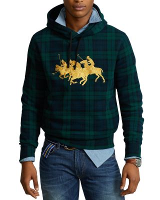 polo ralph lauren men's bear tartan fleece hoodie