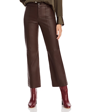 Vince Leather Flare Pants In Dark Black Almond