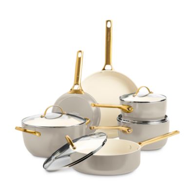 The Cookware Company GreenPan Reserve Nonstick 5-Piece Cookware Set in  Black with Gold-Tone Handles