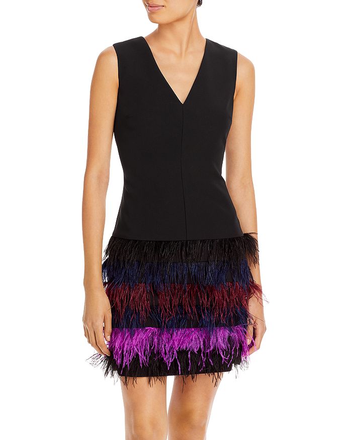 MILLY Veronica Feather Trim Dress Bloomingdale s