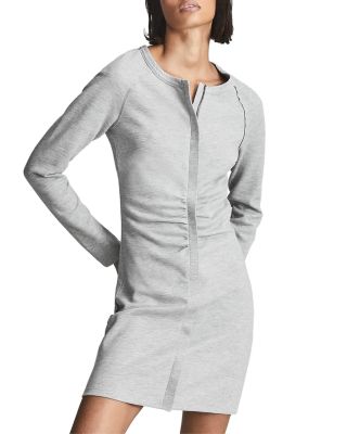 grey jersey bodycon dress REISS Astrid Ruched Color:Yves Blue MODEL WEARS MsDressly Quealent Dress Maternity Photography