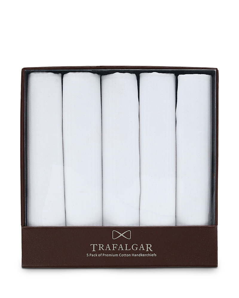 Trafalgar Men's 5-pack Premium Cotton Handkerchiefs, Boxed Gift Set In White