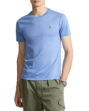 Polo Ralph Lauren Cotton Embroidered Logo Tee In Soft Royal Heather