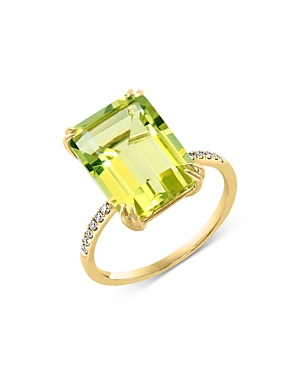 Bloomingdale's Lemon Quartz & Diamond Ring In 14k Yellow Gold - 100% Exclusive In Yellow/gold