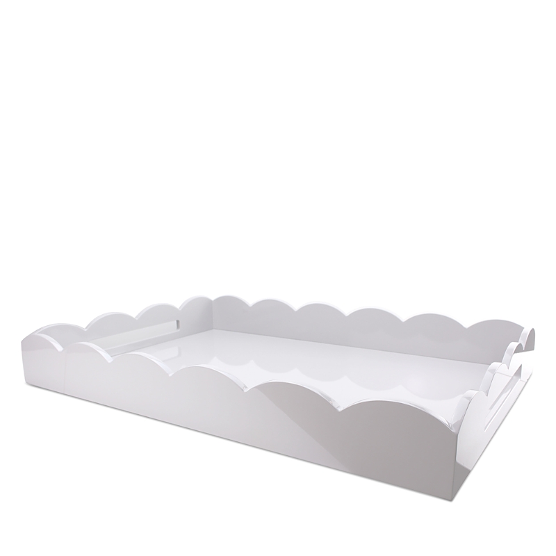 Addison Ross Large Lacquer Scalloped Ottoman Tray In White