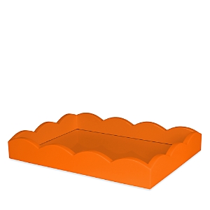 Addison Ross Small Lacquered Scalloped Tray In Orange