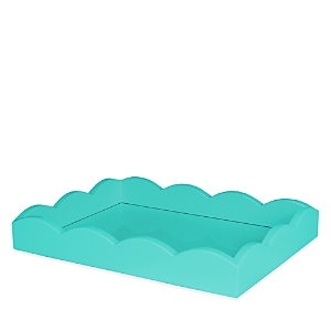 Shop Addison Ross Small Lacquered Scalloped Tray In Turquoise