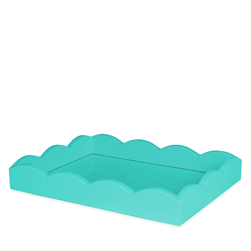 Addison Ross Small Lacquered Scalloped Tray In Turquoise
