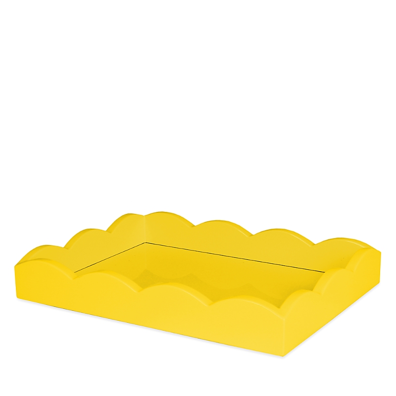 Addison Ross Small Lacquered Scalloped Tray In Yellow