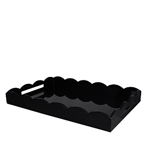 Addison Ross Large Lacquer Scalloped Ottoman Tray In Black