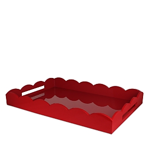 Addison Ross Large Lacquer Scalloped Ottoman Tray In Burgundy