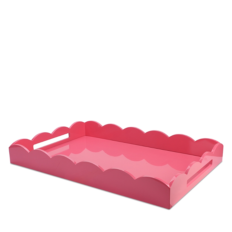 Addison Ross Large Lacquer Scalloped Ottoman Tray In Pink