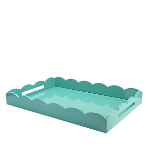 Addison Ross Large Lacquer Scalloped Ottoman Tray In Turquoise