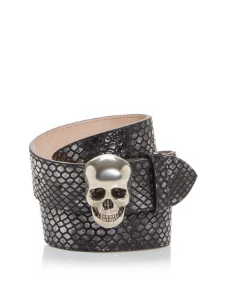 ベルト alexander mcqueen DOUBLE BELT WITH SKULL AND PAVE Alexander Mcqueen Double Belt With Skull And Pavè In Yellow