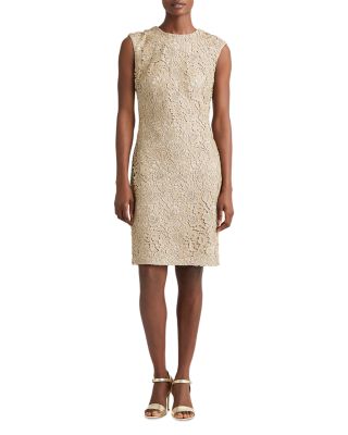 ralph lauren gold lace dress