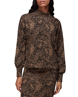 Whistles Animal Print Jacquard Top In Multicolour