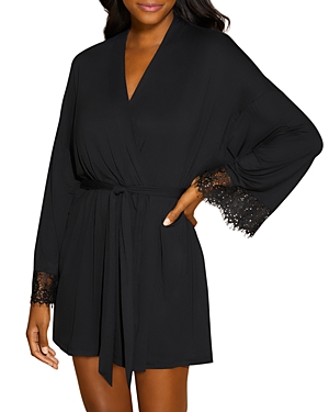 Cosabella Sicilia Lace Sleeve Robe In Black