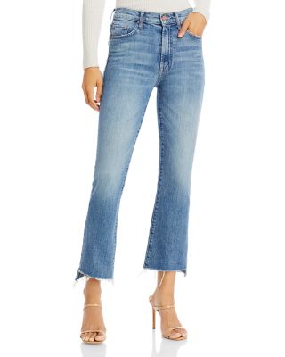 MOTHER The Insider High Rise Crop Step Fray Bootcut Jeans in Scenic Route |  Bloomingdale's