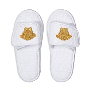 Shop Versace Medusa Embroidered Slippers In White