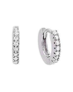 Shop Adinas Jewels Cubic Zirconia Mini Huggie Hoop Earrings In Silver