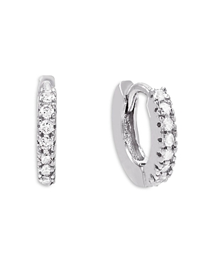 Adinas Jewels Cubic Zirconia Mini Huggie Earring In 14k Gold Plated Over Sterling Silver In Silver