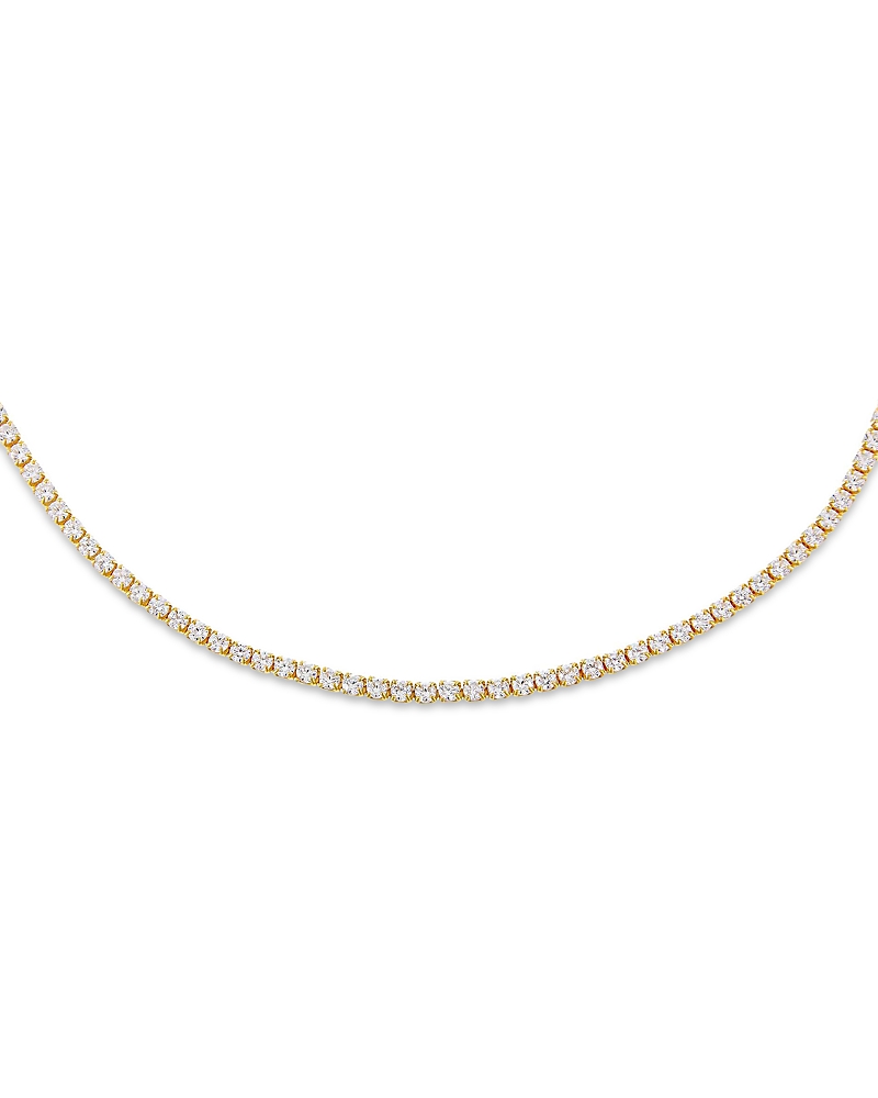 Adinas Jewels Thin Tennis Choker In 14k Gold Plated Over Sterling Silver In Gold