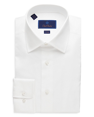 Shop David Donahue Super Fine Twill Trim Fit Dress Shirt In White