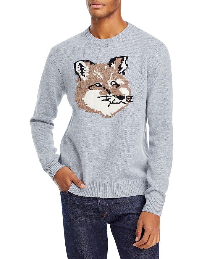 Maison Kitsuné Wool Big Fox Head Classic Fit Crewneck Sweater