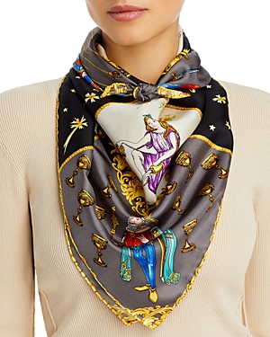 Echo In The Cards Silk Scarf In Black