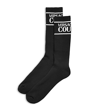Shop Versace Jeans Couture Logo Stripe Socks In Bianco Ott