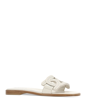 Tod's Catena Leather Slides In Off White