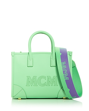 Mcm Large Munchen Leather Tote Bag - Green