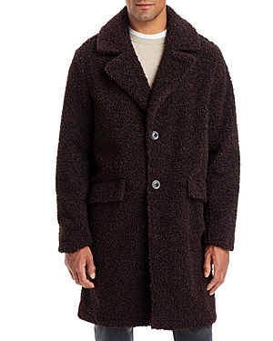 Shop Karl Lagerfeld Fleece Regular Fit Coat In Dark Chocolate