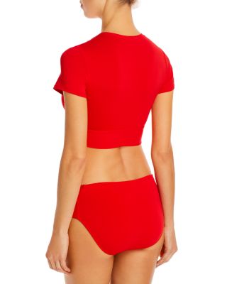 Ava Solid Cropped T-Shirt Bikini Top