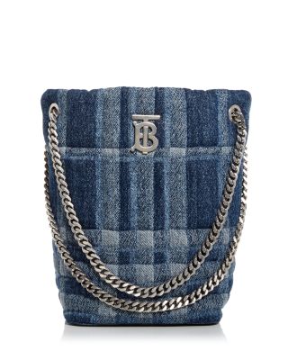 Burberry Lola Small Quilted Denim Chain Bucket Bag