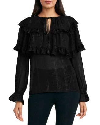 BCBGMAXAZRIA Metallic Ruffle Top | Bloomingdale's