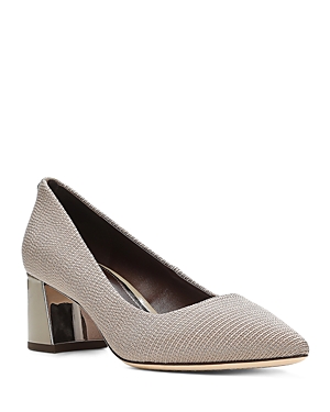 Shop Donald Pliner Women's Pointed Toe Block Heel Pumps In Light Taupe