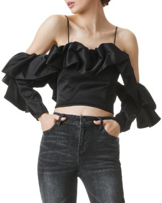 Alice and Olivia - Monrow Ruffled Flounce Sleeve Top