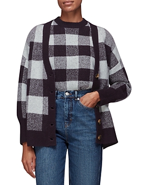 Whistles Checked Cardigan Sweater