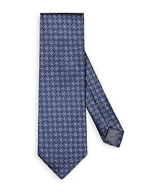 Shop Eton Silk Floral Classic Tie In Navy Blue