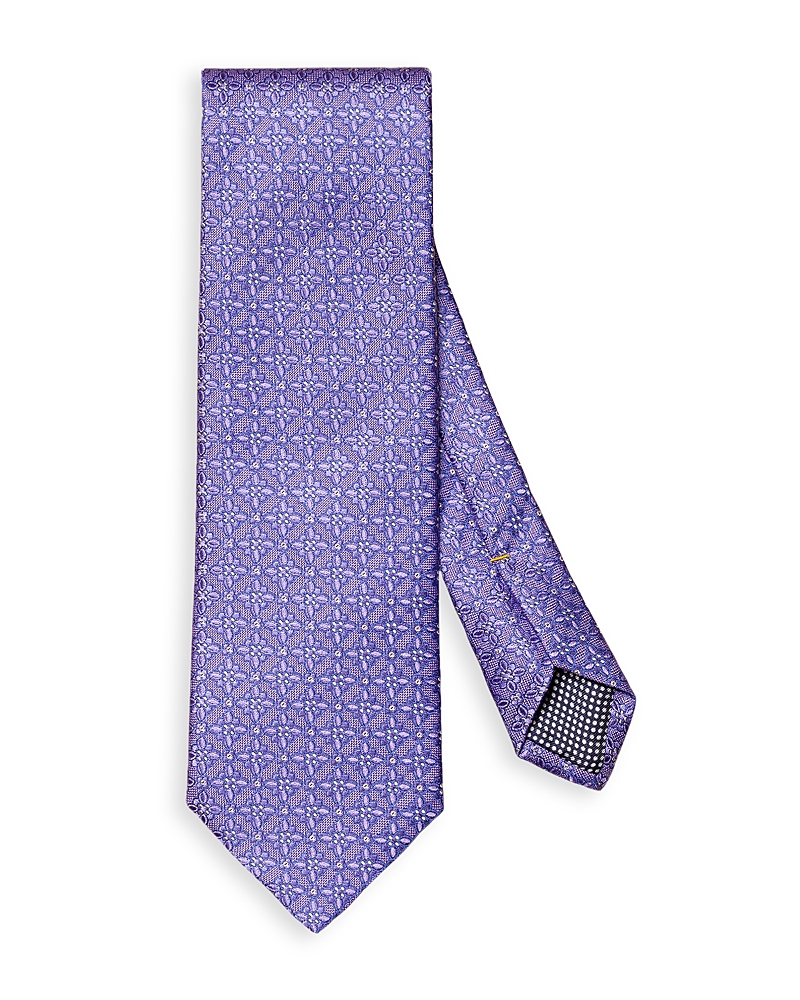 Eton Floral Medallion Silk Tie In Purple