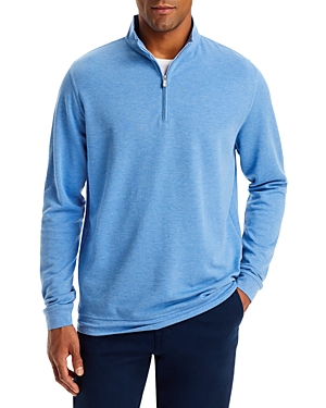 Peter Millar Crown Comfort Interlock Classic Fit Quarter Zip Mock Neck Sweater In Carnival Blue