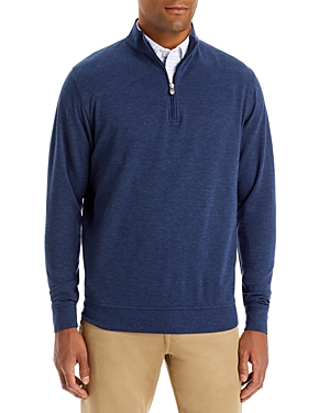 Shop Peter Millar Crown Comfort Interlock Classic Fit Quarter Zip Mock Neck Sweater In Navy
