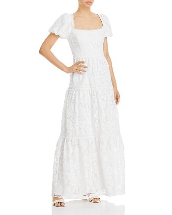 AQUA Lace Puff Sleeve Maxi Dress - 100% Exclusive | Bloomingdale's