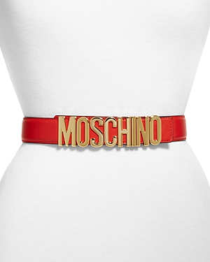 Moschino Women's Logo Buckle Leather Belt In Red